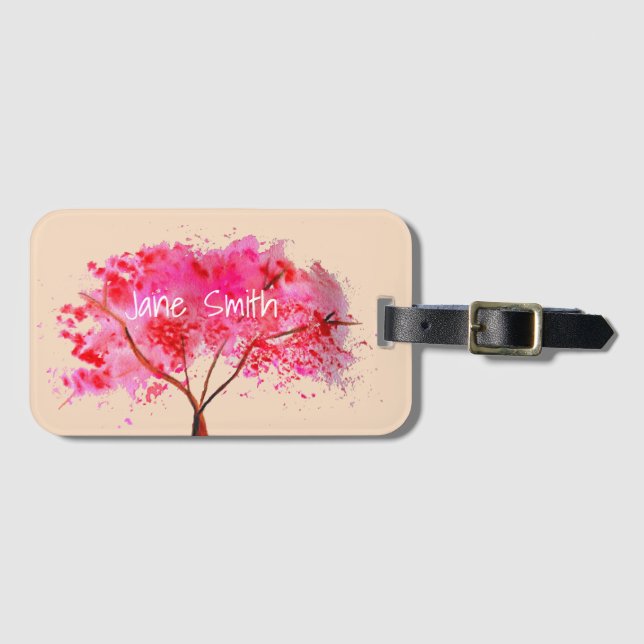 Étiquette À Bagage Sakura art japonais de fleurs de cerisier (Devant Horizontal)