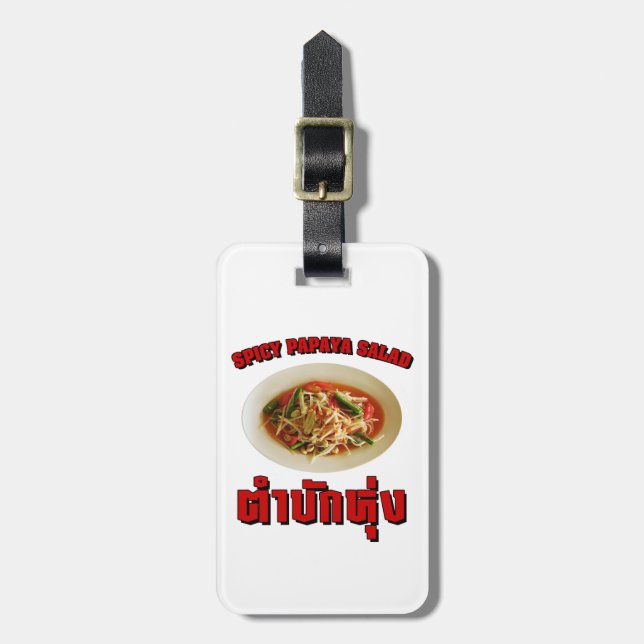 Étiquette À Bagage Salade de Papaya épicé [Tam Mak Hung] Dialecte Isa (Devant Vertical)