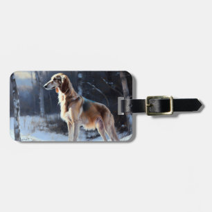 Étiquette À Bagage Saluki Laisser neiger Noël