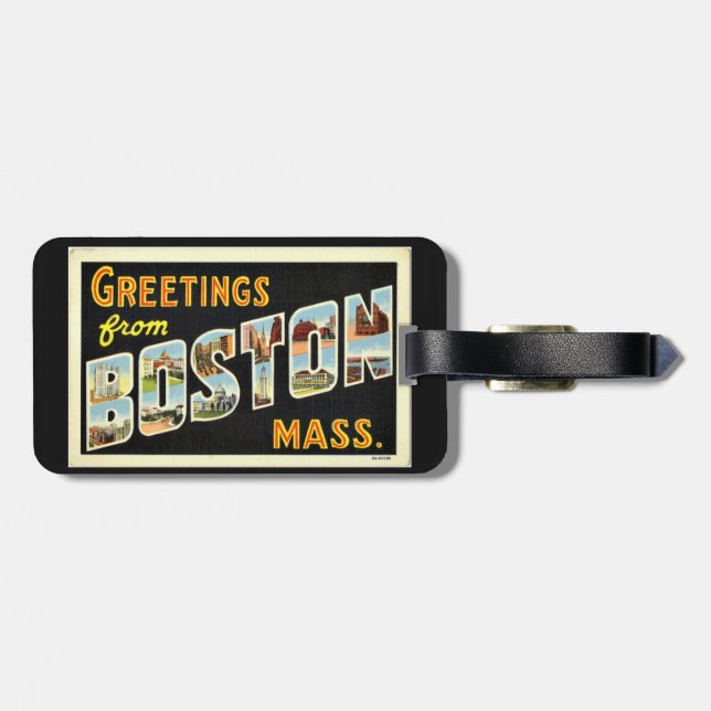 Étiquette À Bagage Salutations de Boston, Massachusetts (Dos horizontal)