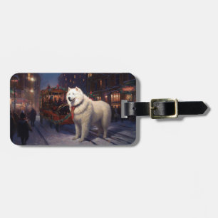 Étiquette À Bagage Samoyed Christmas Festive Saison