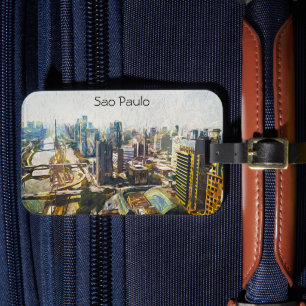 Étiquette À Bagage Sao Paulo Brésil Cityscape Peinture