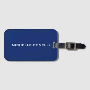 Étiquette À Bagage Sapphire Bleu Minimaliste Plaque Lisible Moderne