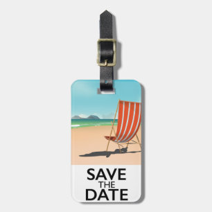 Étiquette À Bagage Sauver la Date vintage Beach Deckchair