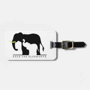 Étiquette À Bagage Sauvez les éléphants (blanc)