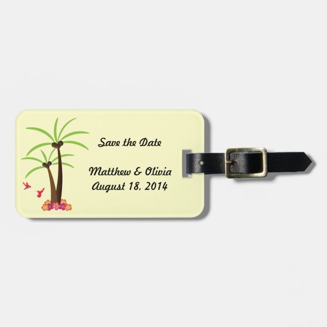 Étiquette À Bagage Sauvez les étiquettes de mariage de date (Devant horizontal)