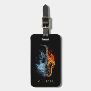 Étiquette À Bagage Saxophone de musicien de luxe sur mesure Feu et Ea