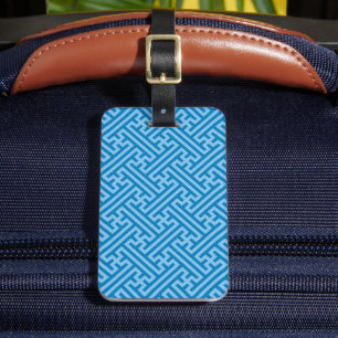 Étiquette À Bagage Sayagata motif, japonais, bleu et bleu bébé