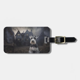 Étiquette À Bagage Scandale d'Halloween Schnauzer Miniature