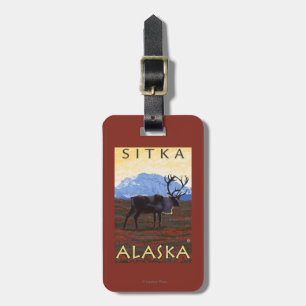 Étiquette À Bagage Scène de caribou - Sitka, Alaska