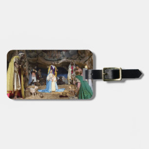 Étiquette À Bagage Scène de la Nativité de Noël antique