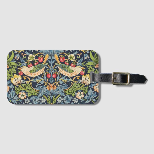 Étiquette À Bagage Schéma floral William Morris Strawberry Thief (Devant Horizontal)