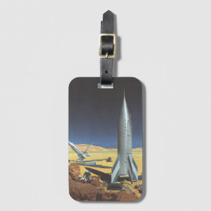 Étiquette À Bagage Science-fiction vintage Planète désertique avec ro