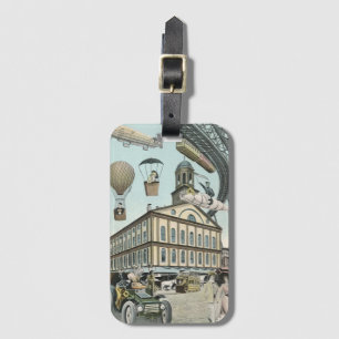 Étiquette À Bagage Science-fiction vintage, ville victorienne Steampu