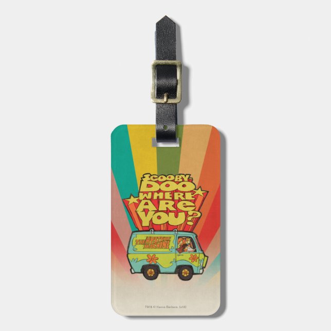 Étiquette À Bagage Scooby-Doo | "Où Es-Tu ?" Retro Cartoon Van (Devant Vertical)