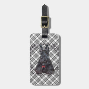 Étiquette À Bagage Scottish terrier on tartan