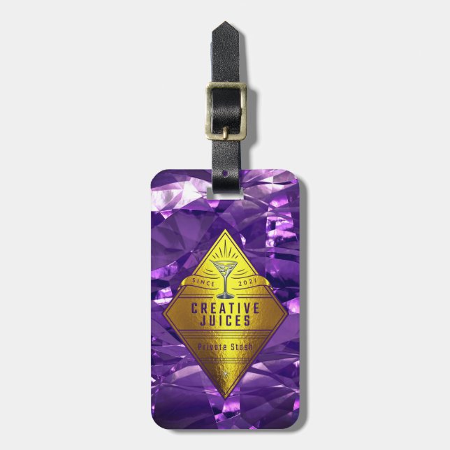 Étiquette À Bagage Scrapbooker Purple Foil Design "Jus Créatifs" (Devant Vertical)