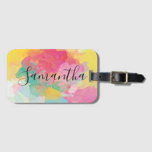 Étiquette À Bagage Script d'aquarelle des couleurs arc-en-ciel