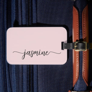 Étiquette À Bagage Script de calligraphie rose simple pour fille simp