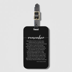 Étiquette À Bagage Se souvenir du poème noir et blanc