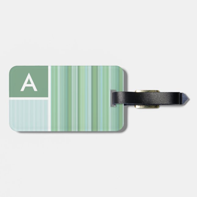 Étiquette À Bagage Seafoam, Sage Green, & Baby Blue Stripes (Dos horizontal)