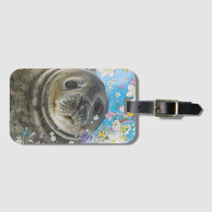 Étiquette À Bagage Sealion de conte de Fairytale dans l'océan des fle