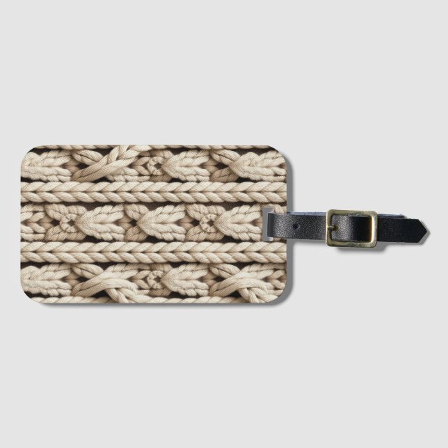 Étiquette À Bagage Seamless Chunky Cable Knit Pattern (Devant Horizontal)