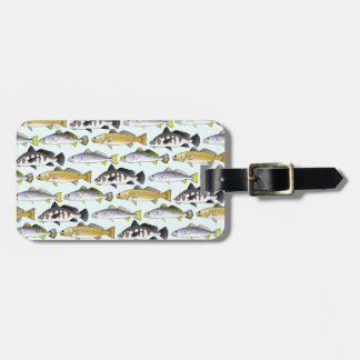 Étiquette À Bagage Seatrout et motif de tambour dans le bleu