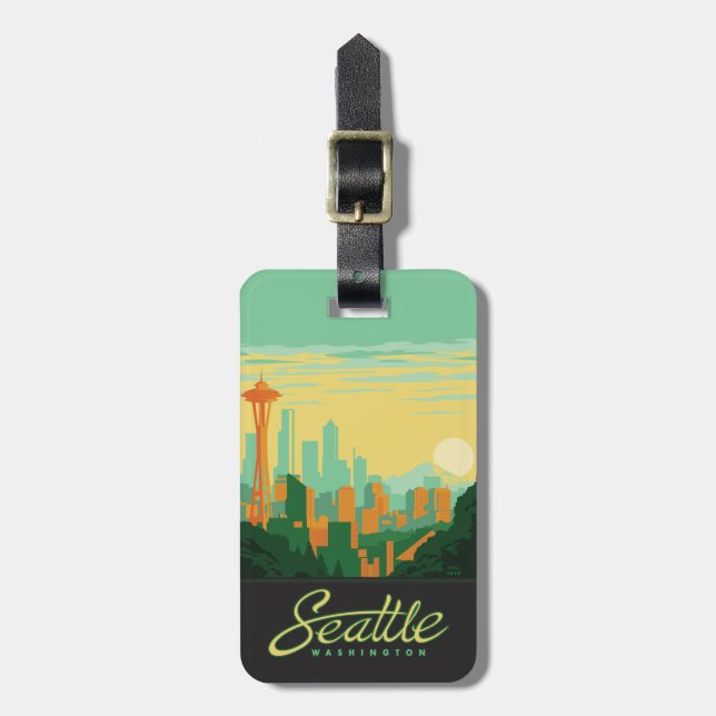 Étiquette À Bagage Seattle, WA (Devant Vertical)