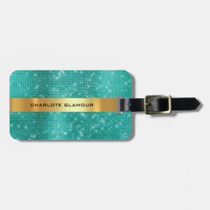 Étiquette À Bagage Séquence d'or diamant Minimalisme tropique Turquoi