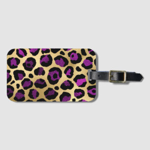 Étiquette À Bagage Série Purple et Gold Léopard Design 4