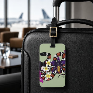 Étiquette À Bagage Serpent Lait Floral Exotique Vert