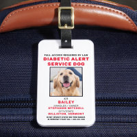 Service d'alerte diabétique Chien Photo ID Badge
