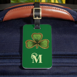 Étiquette À Bagage Shamrock irlandais et Monogramme de la Saint Patri