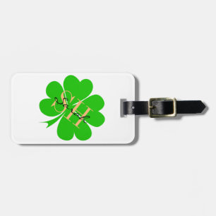 Étiquette À Bagage Shamrock & Lucky Clover feuille monogrammed / L ir