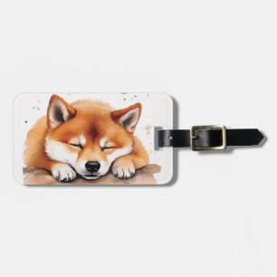 Étiquette À Bagage shiba obtenant somnolent bagage tag