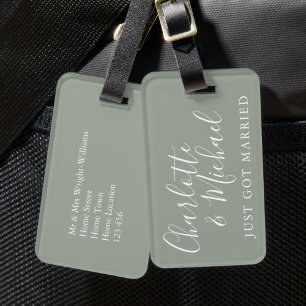 Étiquette À Bagage Signature Silver Sage Marié