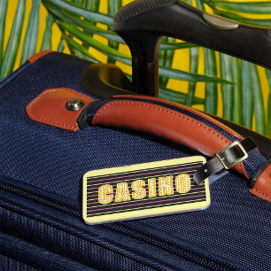 Étiquette À Bagage Signe Casino avec lettres de points Neon Polka