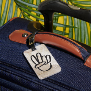 Étiquette À Bagage Signe de la main V d'amour hippie symbole de PAIX