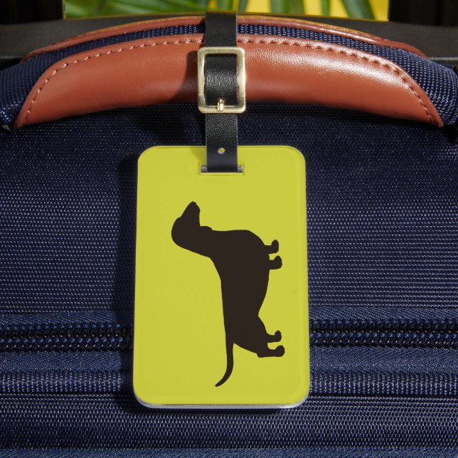 Étiquette À Bagage Silhouette Dachshund sur vert (personnalisable en  (Insitu Rectoal 2)