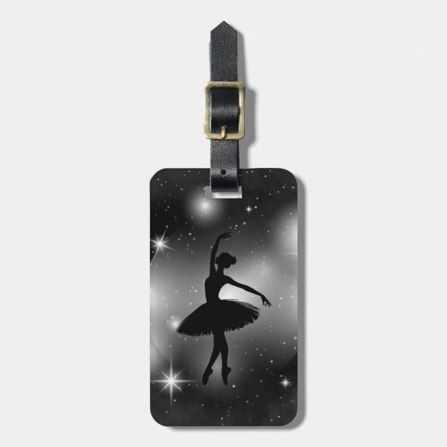 Étiquette À Bagage Silhouette de ballet personnalisée (Devant Vertical)