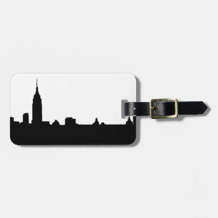Étiquette À Bagage Silhouette de New York noir et blanc
