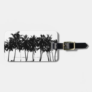 Étiquette À Bagage Silhouette de palmiers blancs noirs