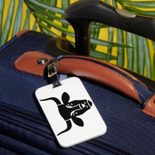 Étiquette À Bagage Silhouette de tête de taureau noir minimaliste
