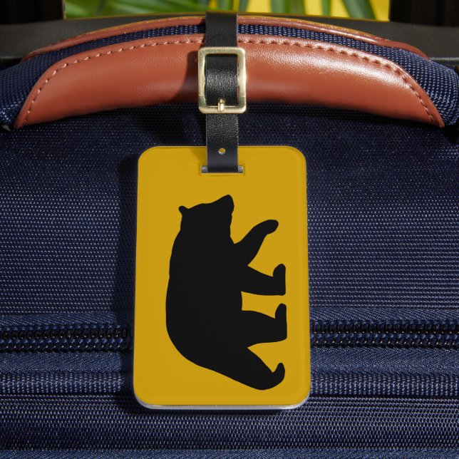 Étiquette À Bagage Silhouette d'ours noir avec texte personnalisable (Insitu Rectoal 2)