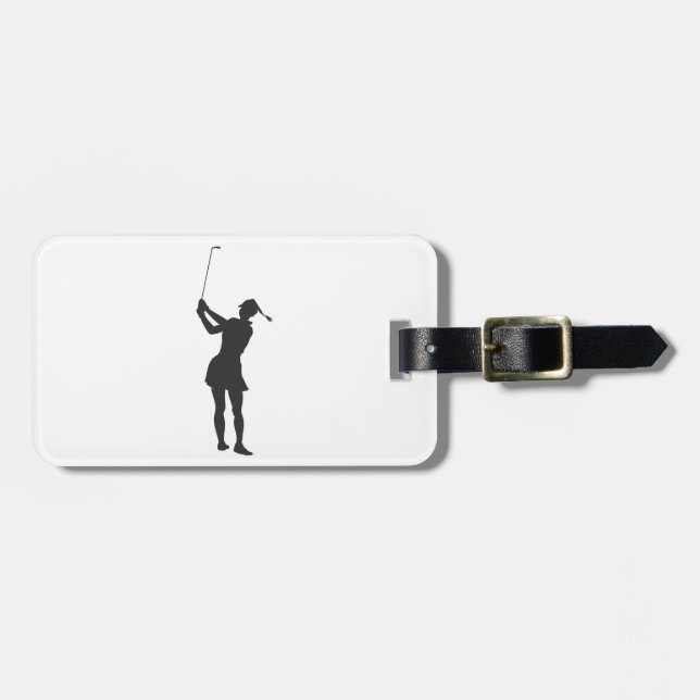 Étiquette À Bagage Silhouette d'une femme jouant au golf (Devant horizontal)