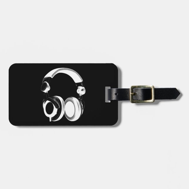 Étiquette À Bagage Silhouette pour casque noir et blanc (Devant horizontal)