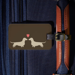 Étiquette À Bagage Silhouettes Dachshund avec coeur   Chiens Wiener