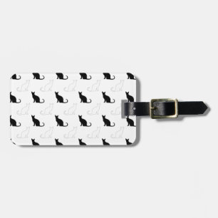 Étiquette À Bagage Silhouettes de chats noirs et blancs