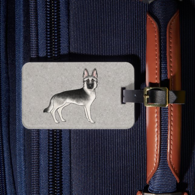 Étiquette À Bagage Silver Sable Berger Allemand Chien Et Texte Person (Insitu Rectoal 4)